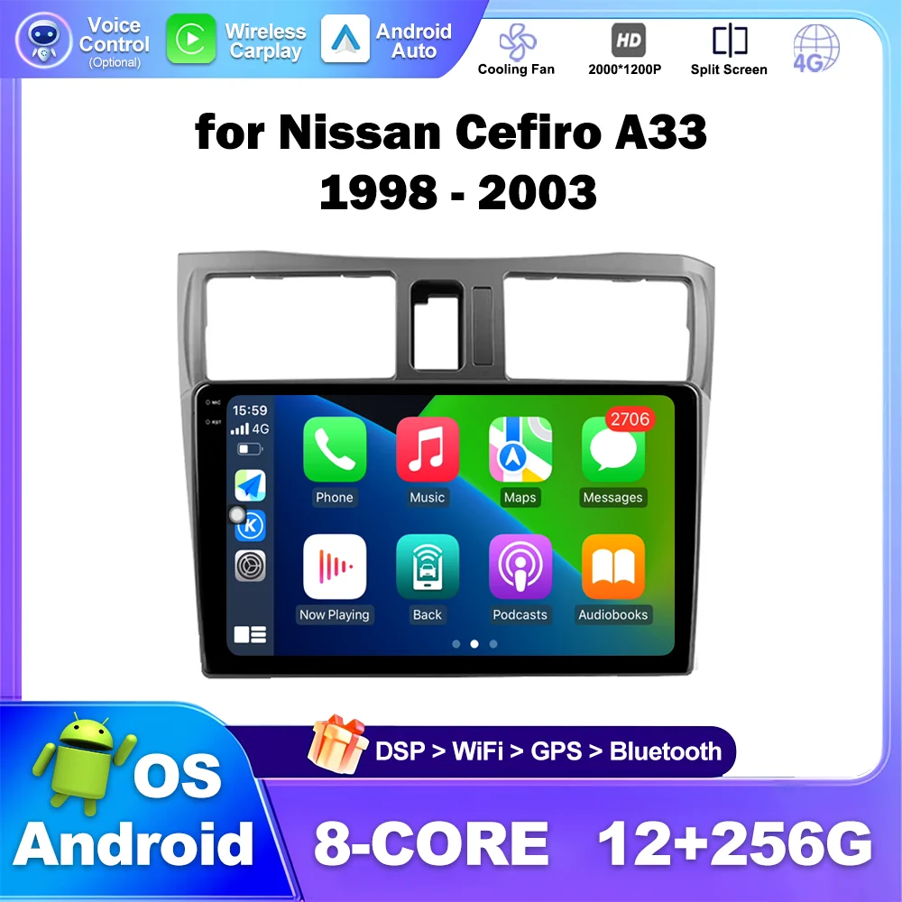 9 inch for Nissan Cefiro A33 1998 - 2003 Car Radio Video Multimedia Player GPS Navigation Wireless Carplay DSP Stereo WiFi BT
9 inch for Nissan Cefiro A33 1998 - 2003 Car Radio Video Multimedia Player GPS Navigation Wireless Carplay DSP Stereo WiFi BT