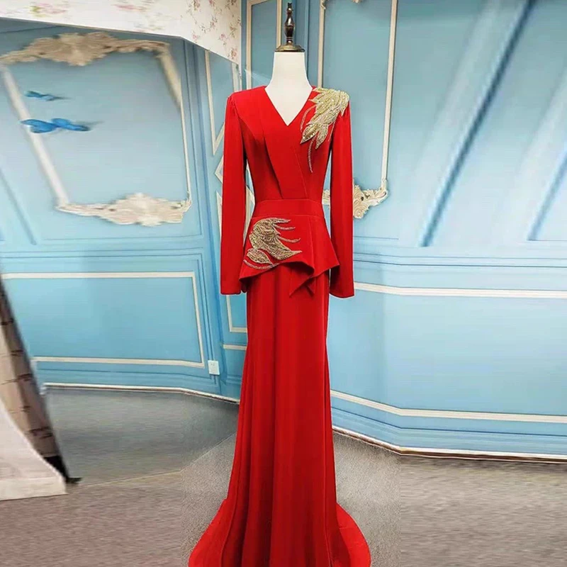 Red Evening Gown Host Long Sve Solo Performance Chorus Le Sve Luxury High End Small ence Spring Festival Proam
Red Evening Gown Host Long Sve Solo Performance Chorus Le Sve Luxury High End Small ence Spring Festival Proam