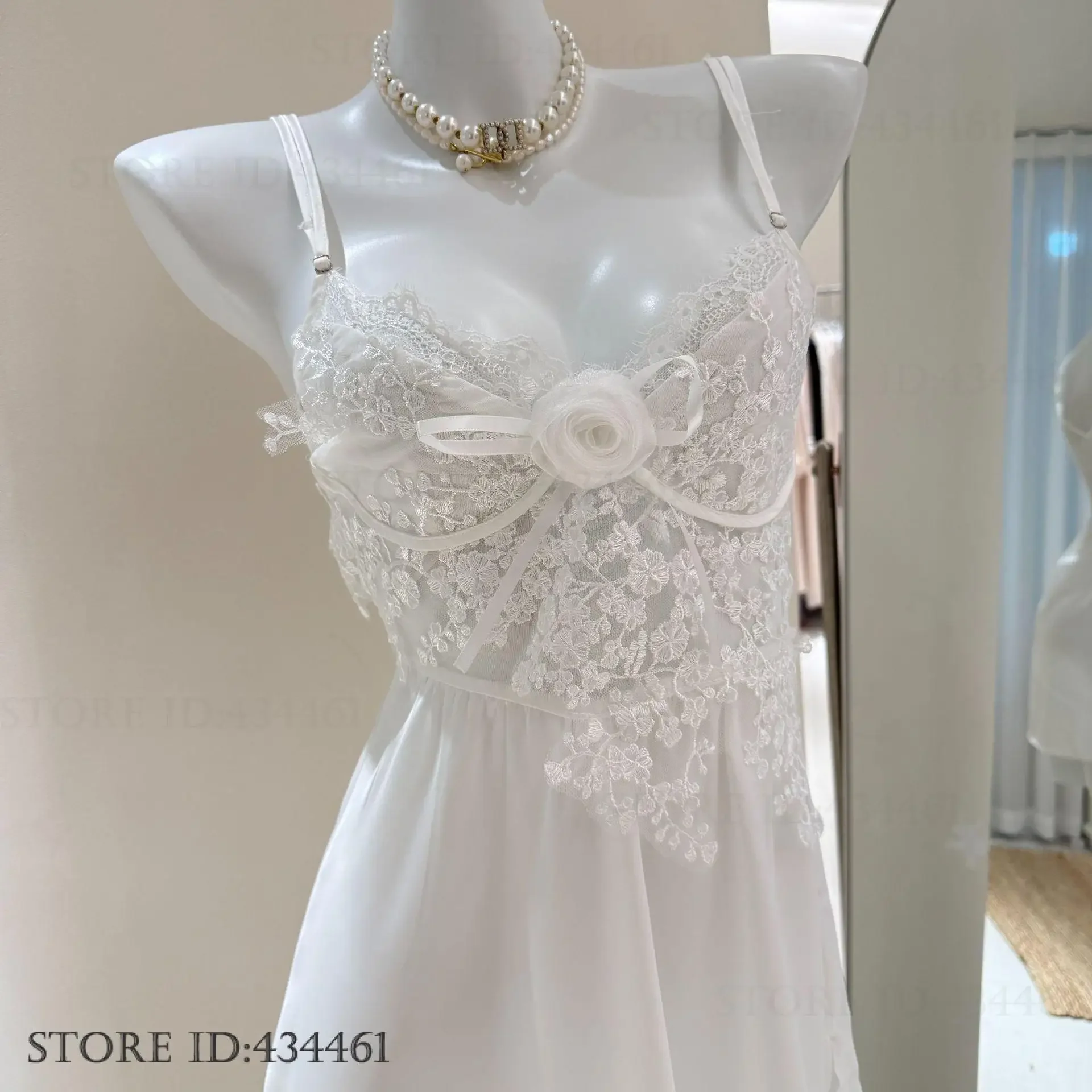 Sexy Hollow Lace Suspender Nightgown Intimate Lingerie Summer Female Nightdress Sleepwear Fairy Sweet Satin Nightwear Home Dress
Sexy Hollow Lace Suspender Nightgown Intimate Lingerie Summer Female Nightdress Sleepwear Fairy Sweet Satin Nightwear Home Dress