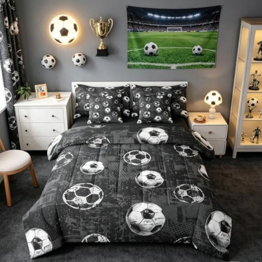 Boys 3D Soccer Comforter Set with Sheets Size 7 Pieces Football Bedding Set for Girls Teens Sports Ball Gaming Bed in a Bag Roo
Boys 3D Soccer Comforter Set with Sheets Size 7 Pieces Football Bedding Set for Girls Teens Sports Ball Gaming Bed in a Bag Roo