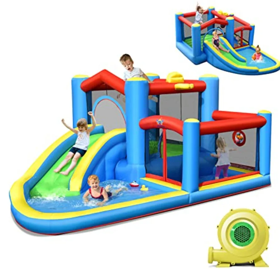 Inflatable Water Slide 6-in-1 Toddler Giant Blow Up Bouncy Water Park with Target Ball Climb Outdoor Water Bounce House Inflata
Inflatable Water Slide 6-in-1 Toddler Giant Blow Up Bouncy Water Park with Target Ball Climb Outdoor Water Bounce House Inflata
