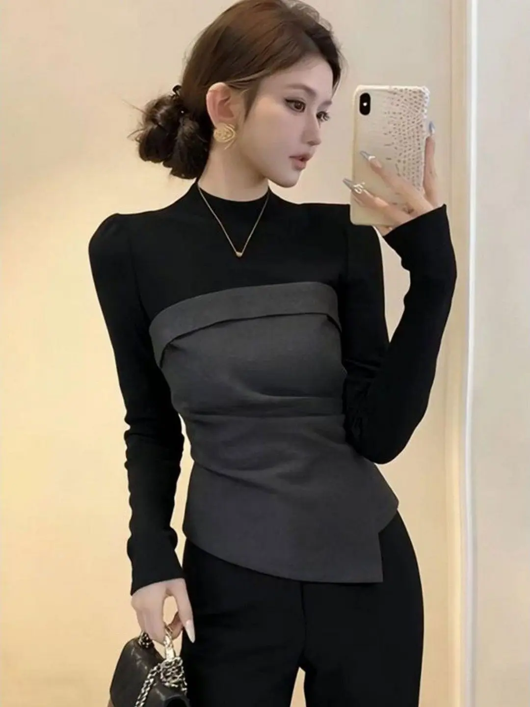 plus Size Women's f High Collar T-irt Spring New Sle Fake Two-Piece Asymmetrical Base irt French Sle Slim Fit Long...
plus Size Women's f High Collar T-irt Spring New Sle Fake Two-Piece Asymmetrical Base irt French Sle Slim Fit Long...