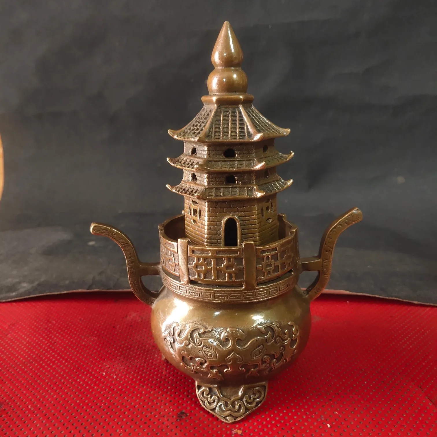 Collectible Pure Copper Tower Incense Burner, Finely Crafted
Collectible Pure Copper Tower Incense Burner, Finely Crafted