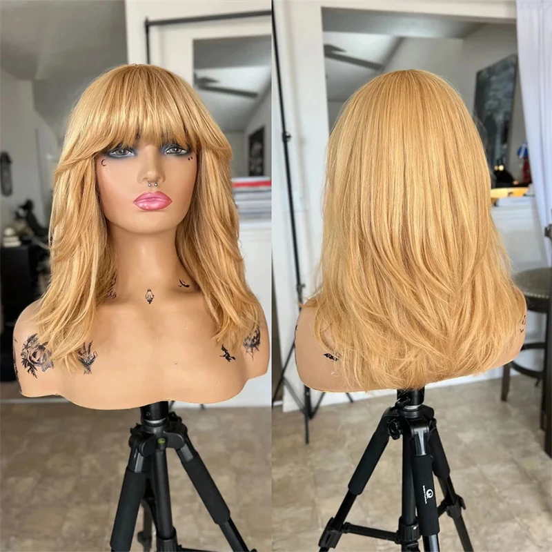 Honey Blonde Lace Front Wig With Bangs HD Invisible Lace Front Wig Natural Preplucked Hailrline For Women Caramel Color Wig
Honey Blonde Lace Front Wig With Bangs HD Invisible Lace Front Wig Natural Preplucked Hailrline For Women Caramel Color Wig