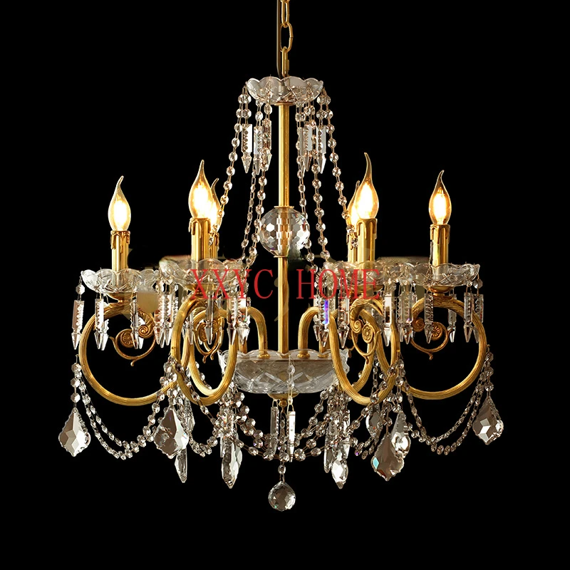 European style crystal chandelier, French style luxury villa, all copper alloy living room creativity
European style crystal chandelier, French style luxury villa, all copper alloy living room creativity
