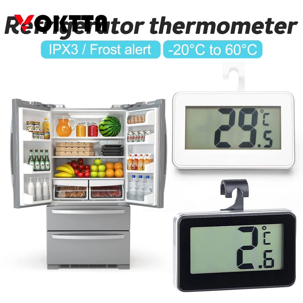 Digital Refrigerator Thermometer Waterproof Room Thermometer Fridge Alarm Thermometer Hygrometer with Hook Convertible
Digital Refrigerator Thermometer Waterproof Room Thermometer Fridge Alarm Thermometer Hygrometer with Hook Convertible
