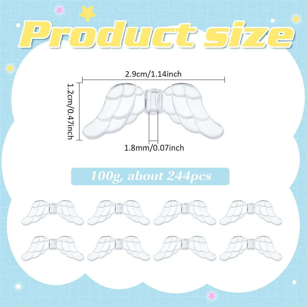 100G Transparent Acrylic Beads Wing Clear 29x12x3.5mm Hole: 1.8mm
100G Transparent Acrylic Beads Wing Clear 29x12x3.5mm Hole: 1.8mm