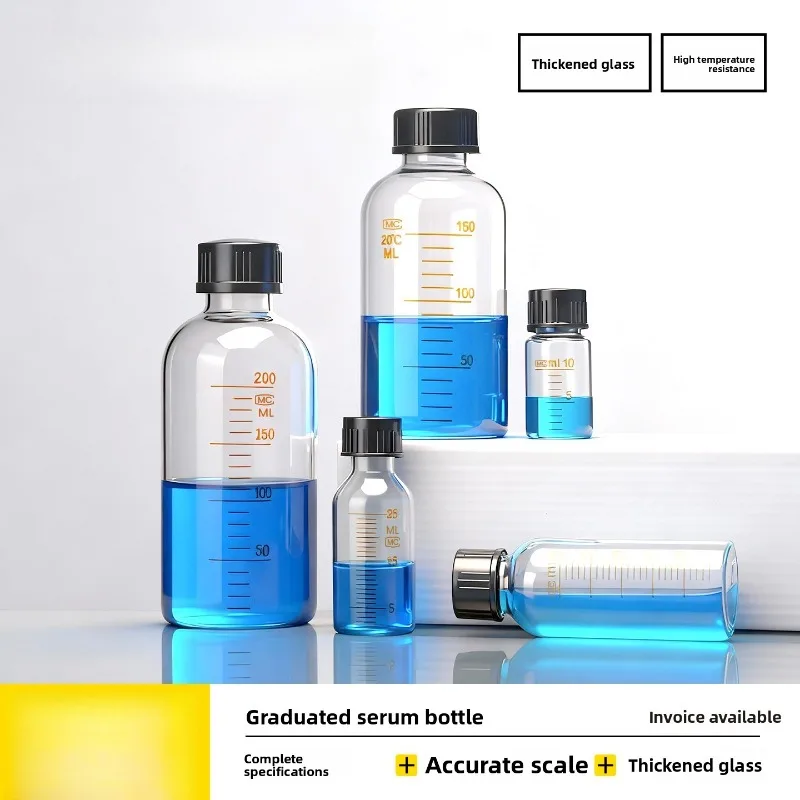 Graduated Glass Serum Bottle Screw Cap Reagent Bottle 10/25/50/100/150/200ml Lab Use
Graduated Glass Serum Bottle Screw Cap Reagent Bottle 10/25/50/100/150/200ml Lab Use