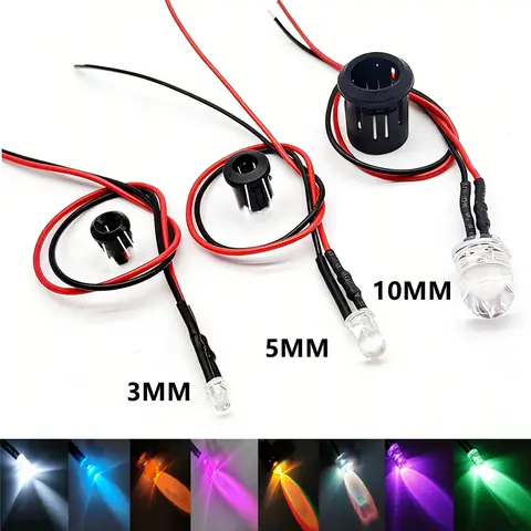 Ampoule LED pré-câblée 20/10PCS DC3V~24V, diodes électroluminescentes DIY, voyant lumineux, modèle de bateau, jouet de voiture, perle LED transparente avec base