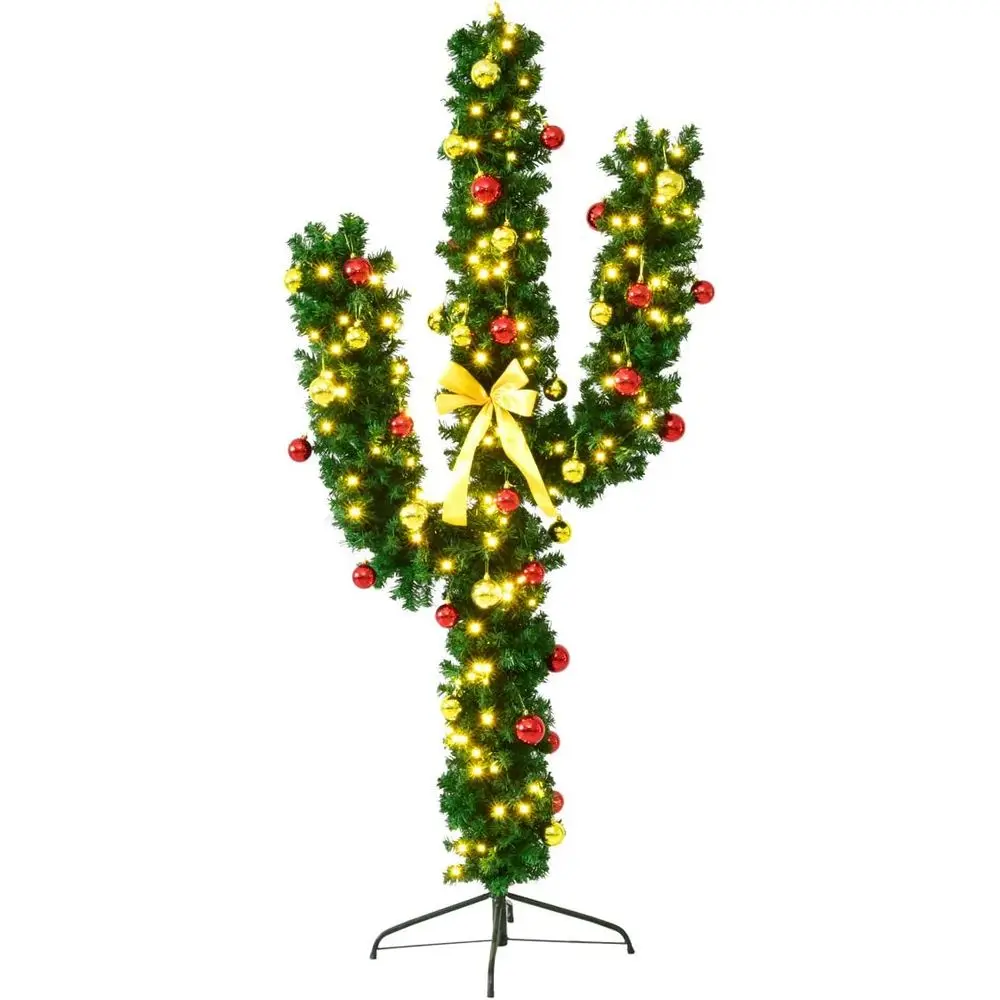 6-Foot Pre-Lit Artificial Cactus Christmas Tree with LED Lights and Ball Ornaments, Ideal Indoor Holiday Decoration
6-Foot Pre-Lit Artificial Cactus Christmas Tree with LED Lights and Ball Ornaments, Ideal Indoor Holiday Decoration