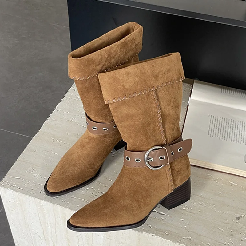 Eilyken Fashion Punk Pointed Toe Buckle Strap Women Ankle Boots Design Turned Over Edge Square Low Heels Shoes
Eilyken Fashion Punk Pointed Toe Buckle Strap Women Ankle Boots Design Turned Over Edge Square Low Heels Shoes