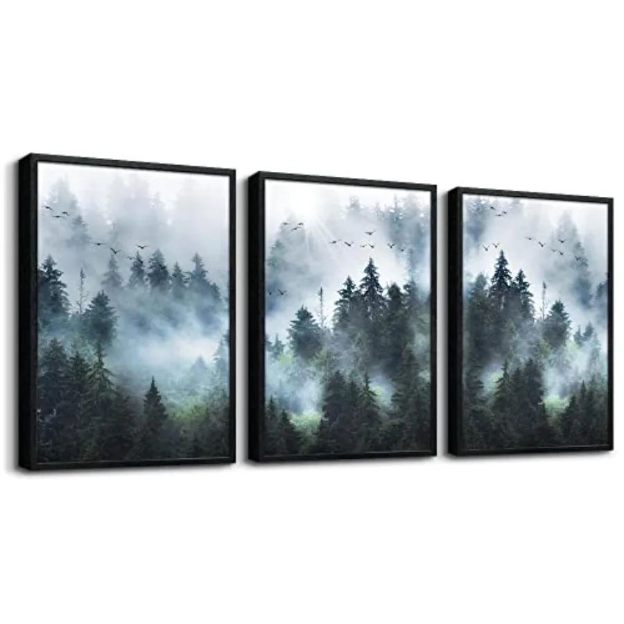 Framed Canvas Wall Art - 3 Piece Set, Foggy Forest Trees Landscape Painting, Black, Modern Wall Decor for Living Room, Bedroom,
Framed Canvas Wall Art - 3 Piece Set, Foggy Forest Trees Landscape Painting, Black, Modern Wall Decor for Living Room, Bedroom,