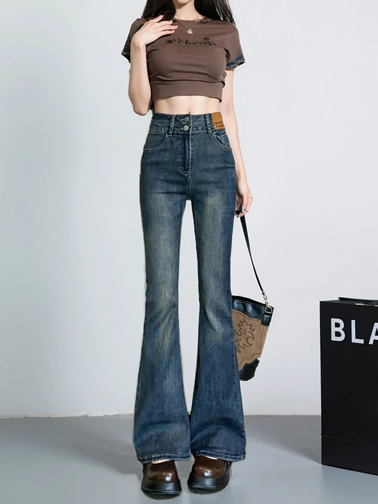 Retro High Waist Soft Denim Bell Bottoms Women's Slim Fit Elastic Ankle Length Pants Cotton Stretch Denim Fall New Style
Retro High Waist Soft Denim Bell Bottoms Women's Slim Fit Elastic Ankle Length Pants Cotton Stretch Denim Fall New Style