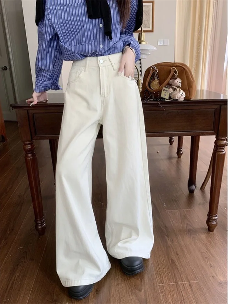 White American Retro Washed Denim Wide Leg Pants Women Summer High Waist Loose Drapey Floor Length Straight Cut Trousers
White American Retro Washed Denim Wide Leg Pants Women Summer High Waist Loose Drapey Floor Length Straight Cut Trousers