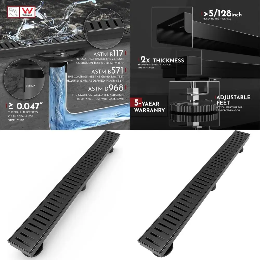 Matte Black 36 Linear Shower Drain with Removable Grate, Stainless Steel, CUPC Certified
Matte Black 36 Linear Shower Drain with Removable Grate, Stainless Steel, CUPC Certified
