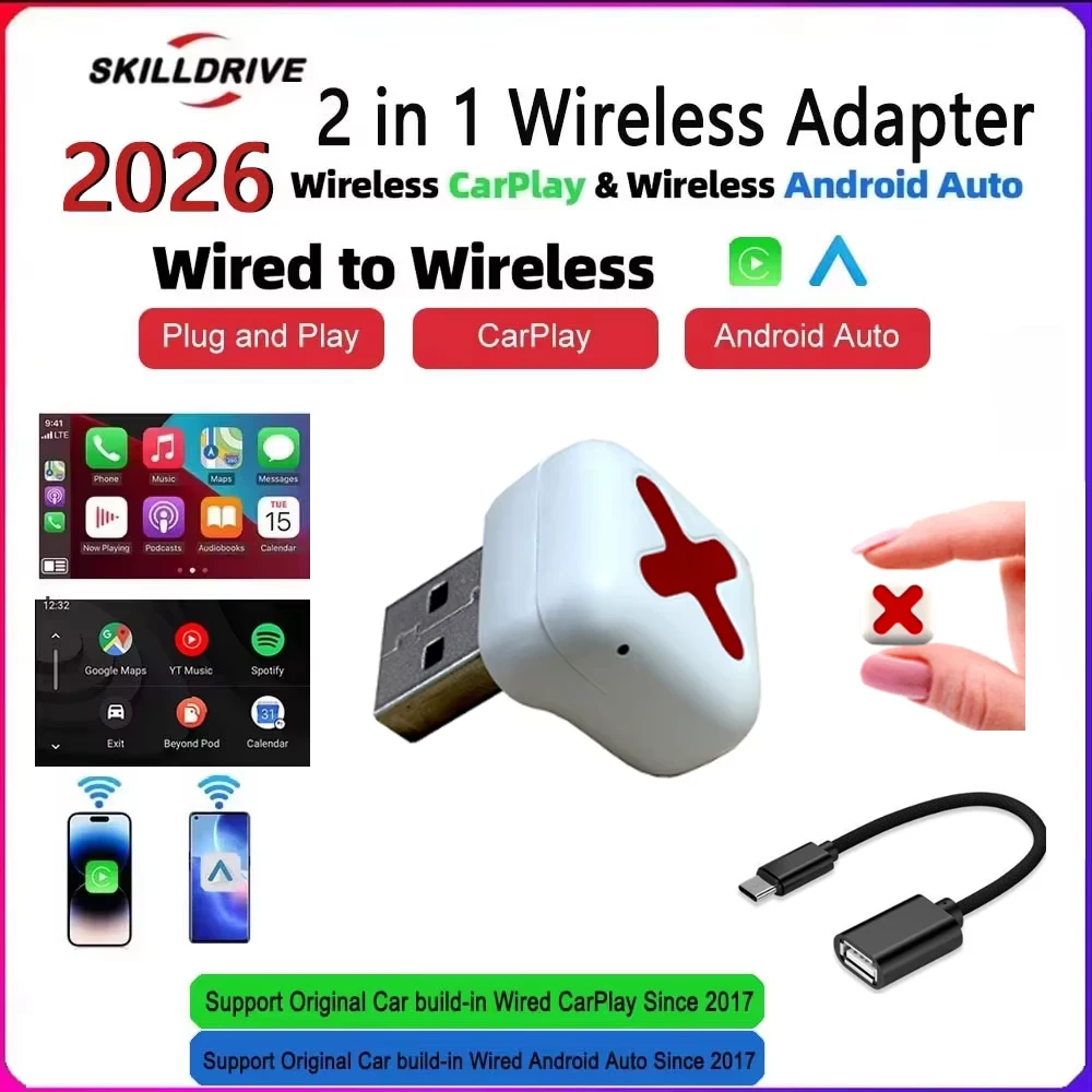 SKILLDRIVE 2 in 1 Wireless Carplay Adapter Smart Dongle for Original Car With Wired Carplay Android Auto Since 2016
SKILLDRIVE 2 in 1 Wireless Carplay Adapter Smart Dongle for Original Car With Wired Carplay Android Auto Since 2016