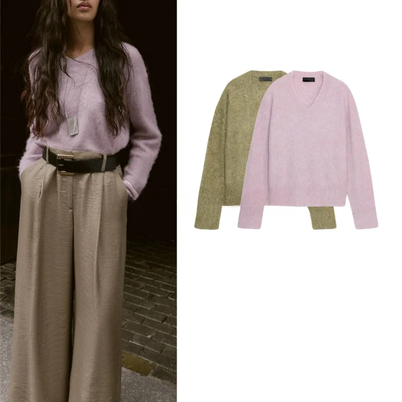 Autumn New Arrival Women's Lazy Style Long Sleeve V-Neck Color Fading Effect Knitted Sweater Soft Polyester Casual Loose Fit
Autumn New Arrival Women's Lazy Style Long Sleeve V-Neck Color Fading Effect Knitted Sweater Soft Polyester Casual Loose Fit