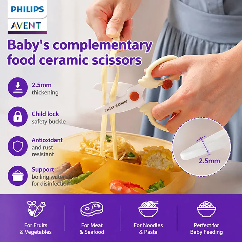 Avent BBL60655 Auxiliary Food Scissors Thickened Non Rusting Disinfectable Ceramic Scissors Child Lock Blade Does Not Harm Hands
Avent BBL60655 Auxiliary Food Scissors Thickened Non Rusting Disinfectable Ceramic Scissors Child Lock Blade Does Not Harm Hands