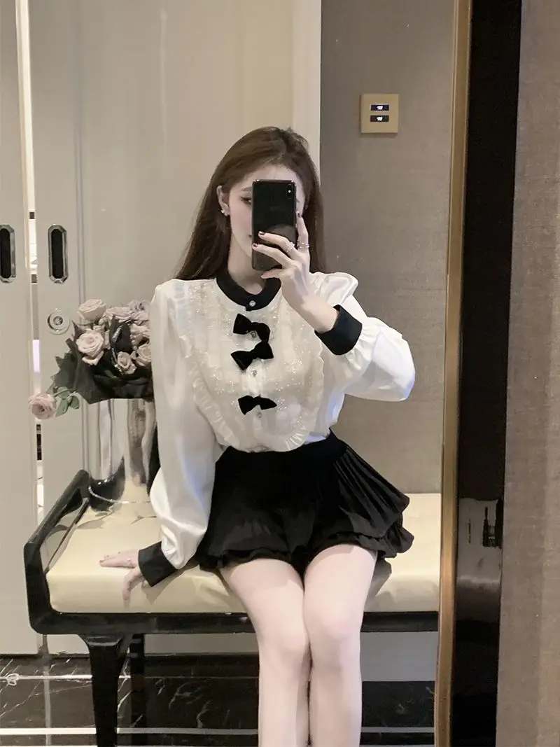 Celebrity Premium Sweet Set Long Sleeve Beading Bow Shirt High-waisted Slim Cake Skirt Summer Ladylike Banquet Two Pieces Set
Celebrity Premium Sweet Set Long Sleeve Beading Bow Shirt High-waisted Slim Cake Skirt Summer Ladylike Banquet Two Pieces Set
