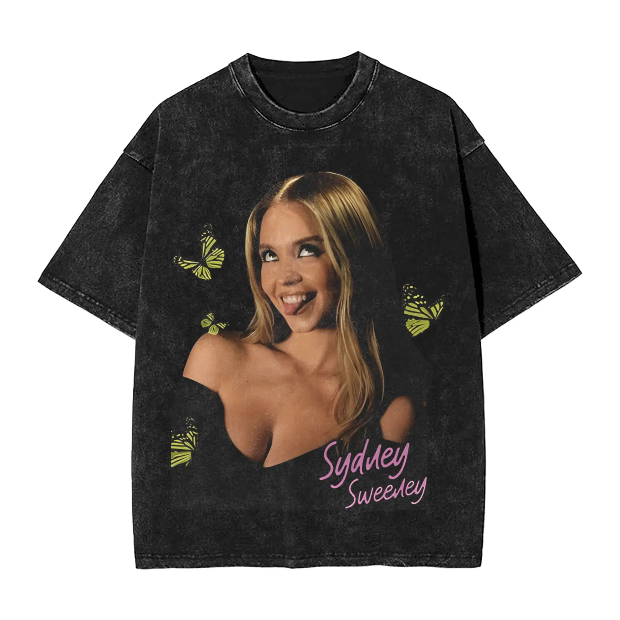 Sydney Sweeney Men's T Shirt Washed Butterfly Novelty Tee Shirt Short Sleeve Round Neck T-Shirts 100% Cotton Printed Tops
Sydney Sweeney Men's T Shirt Washed Butterfly Novelty Tee Shirt Short Sleeve Round Neck T-Shirts 100% Cotton Printed Tops