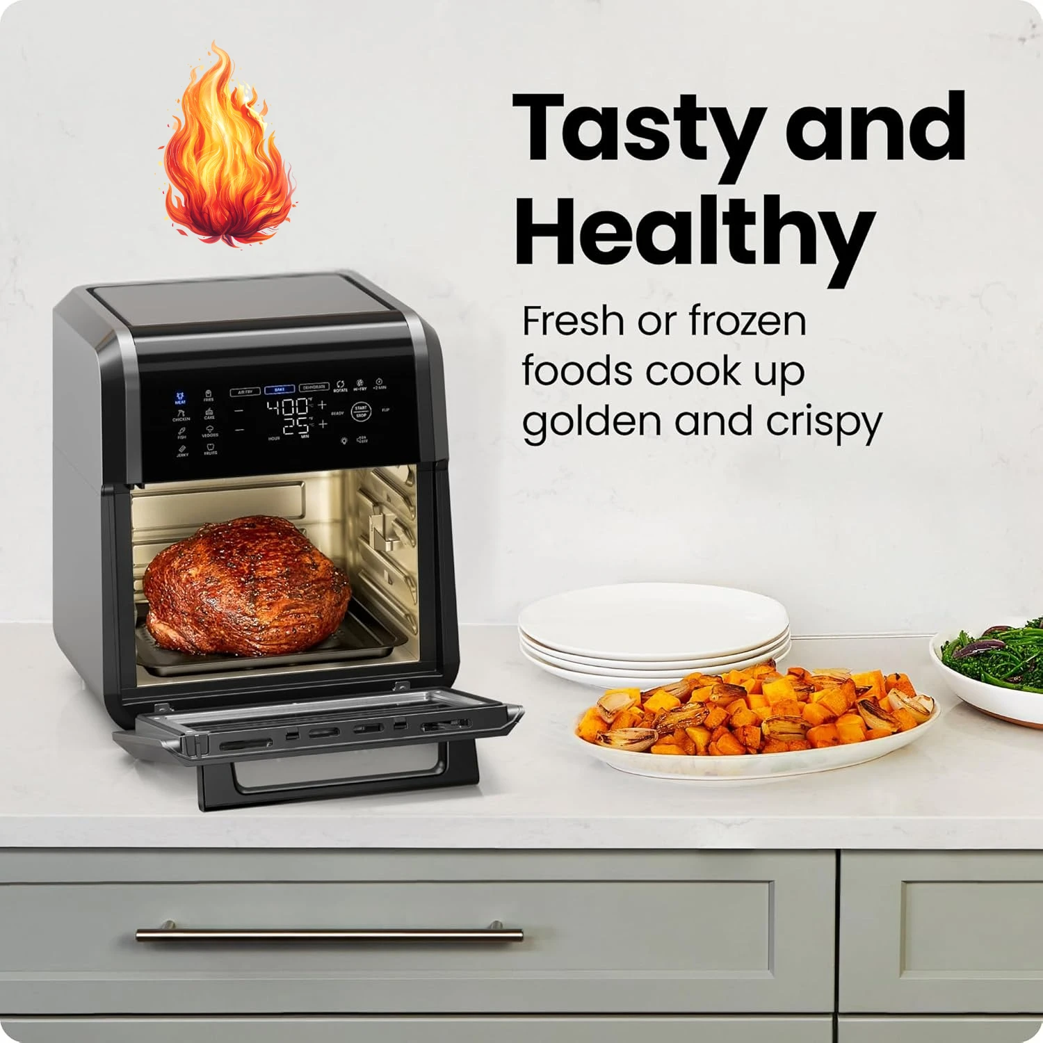 12-Quart 6-in-1 Air Fryer Oven with Digital Timer, Touchscreen, and 12 Presets - Family Size Countertop Convection Oven
12-Quart 6-in-1 Air Fryer Oven with Digital Timer, Touchscreen, and 12 Presets - Family Size Countertop Convection Oven