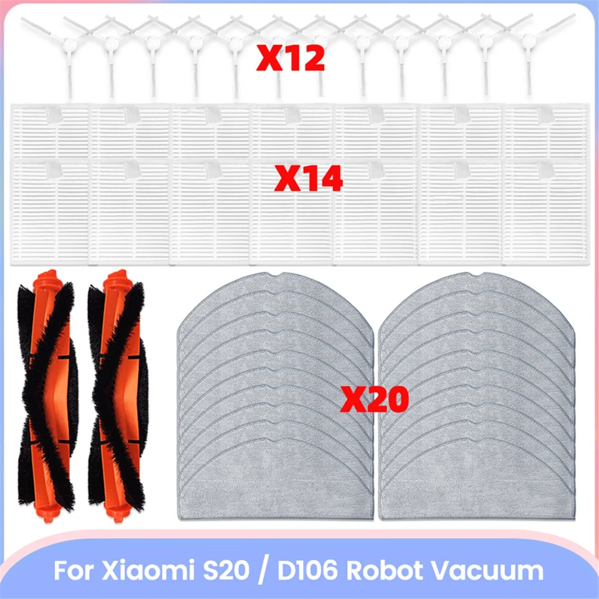 N84R 48PCS Vacuum Cleaner Brush Filter and Mop Cloth Set for S20 D106 Vacuum Cleaner Replacement Parts
N84R 48PCS Vacuum Cleaner Brush Filter and Mop Cloth Set for S20 D106 Vacuum Cleaner Replacement Parts