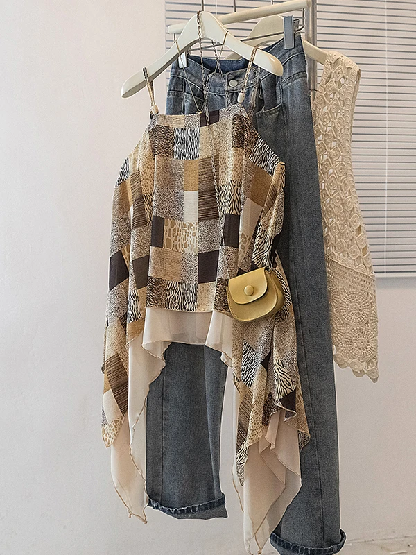 Bohemian Print Asymmetrical Hem Strap Vest Women's Summer Slim Fit Sleeveless Fashionable Top Korean Style Polyester Fiber
Bohemian Print Asymmetrical Hem Strap Vest Women's Summer Slim Fit Sleeveless Fashionable Top Korean Style Polyester Fiber