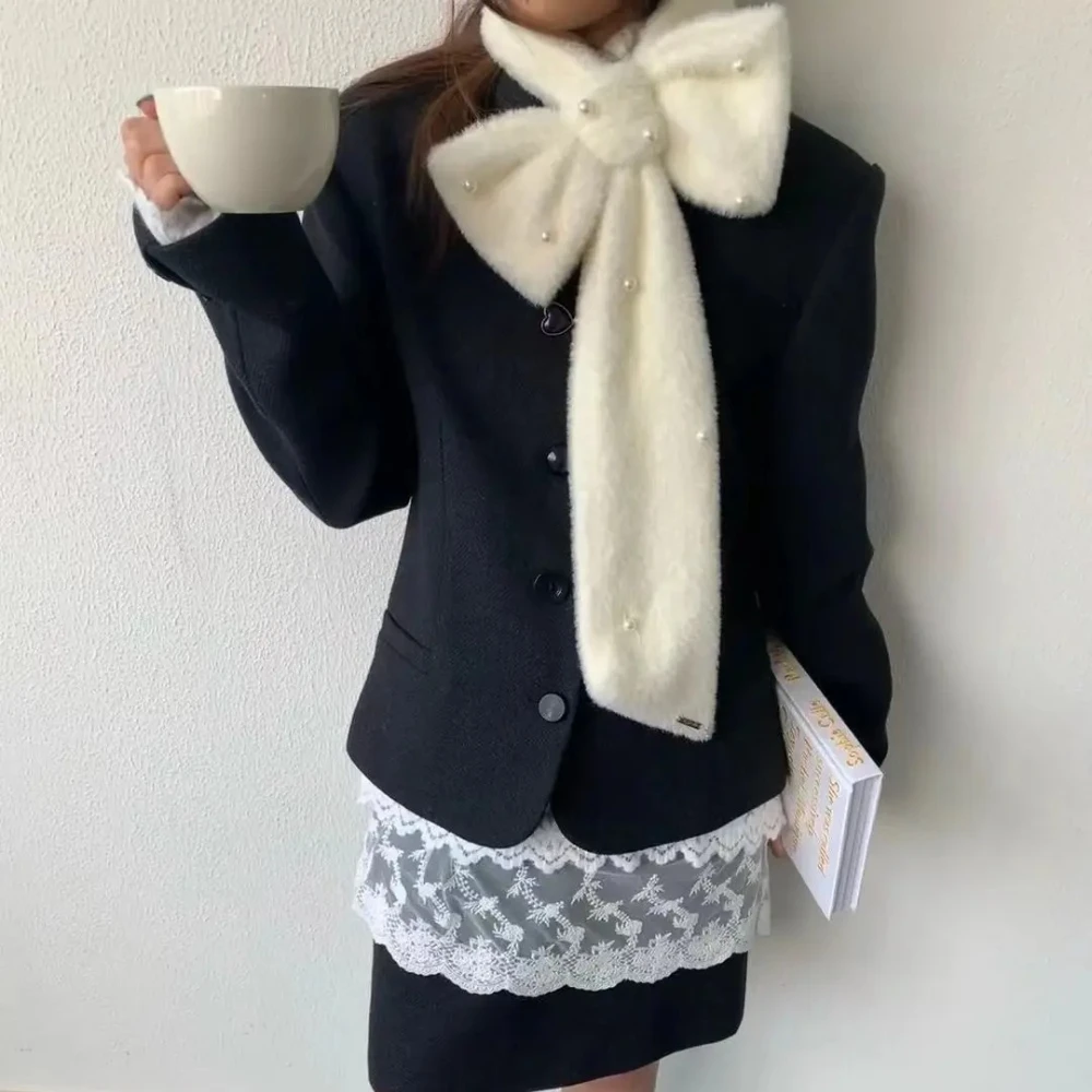 Fluffy Bow Scarf with Beads Creative Personality Kawaii Cute Winter Warm Fashion Scarves Sweet Neck Warmer Subculture Accessory
Fluffy Bow Scarf with Beads Creative Personality Kawaii Cute Winter Warm Fashion Scarves Sweet Neck Warmer Subculture Accessory