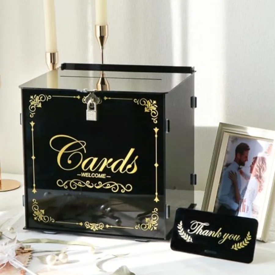 Acrylic Wedding Card Box wit Lock, Black Gift Card Box Wedding Receon and More
Acrylic Wedding Card Box wit Lock, Black Gift Card Box Wedding Receon and More