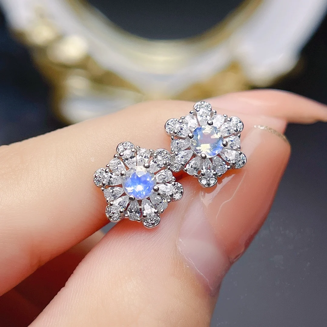 Moonstone Wedding Stud Earrings 925 Sterling Silver Natural Moonstone Flower Earrings Stud For Gift
Moonstone Wedding Stud Earrings 925 Sterling Silver Natural Moonstone Flower Earrings Stud For Gift