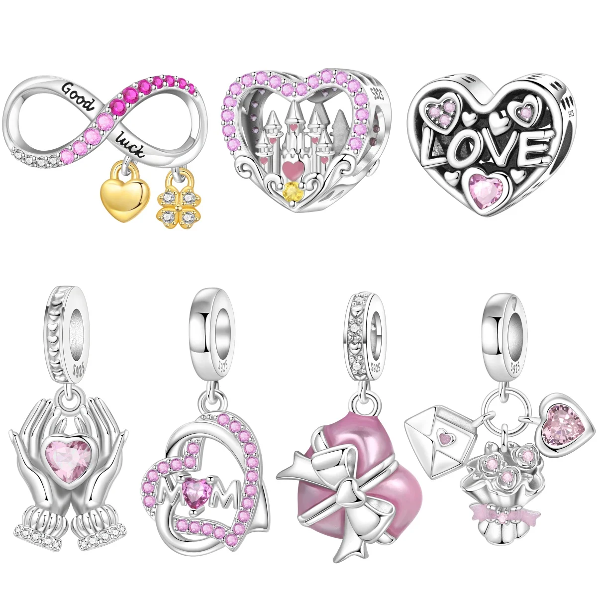 Orstarry S925 Sterling Silver Charm Infinite Love Pink Heart Bead Pendant For Bracelet DIY Jewelry Making Women Gift
Orstarry S925 Sterling Silver Charm Infinite Love Pink Heart Bead Pendant For Bracelet DIY Jewelry Making Women Gift