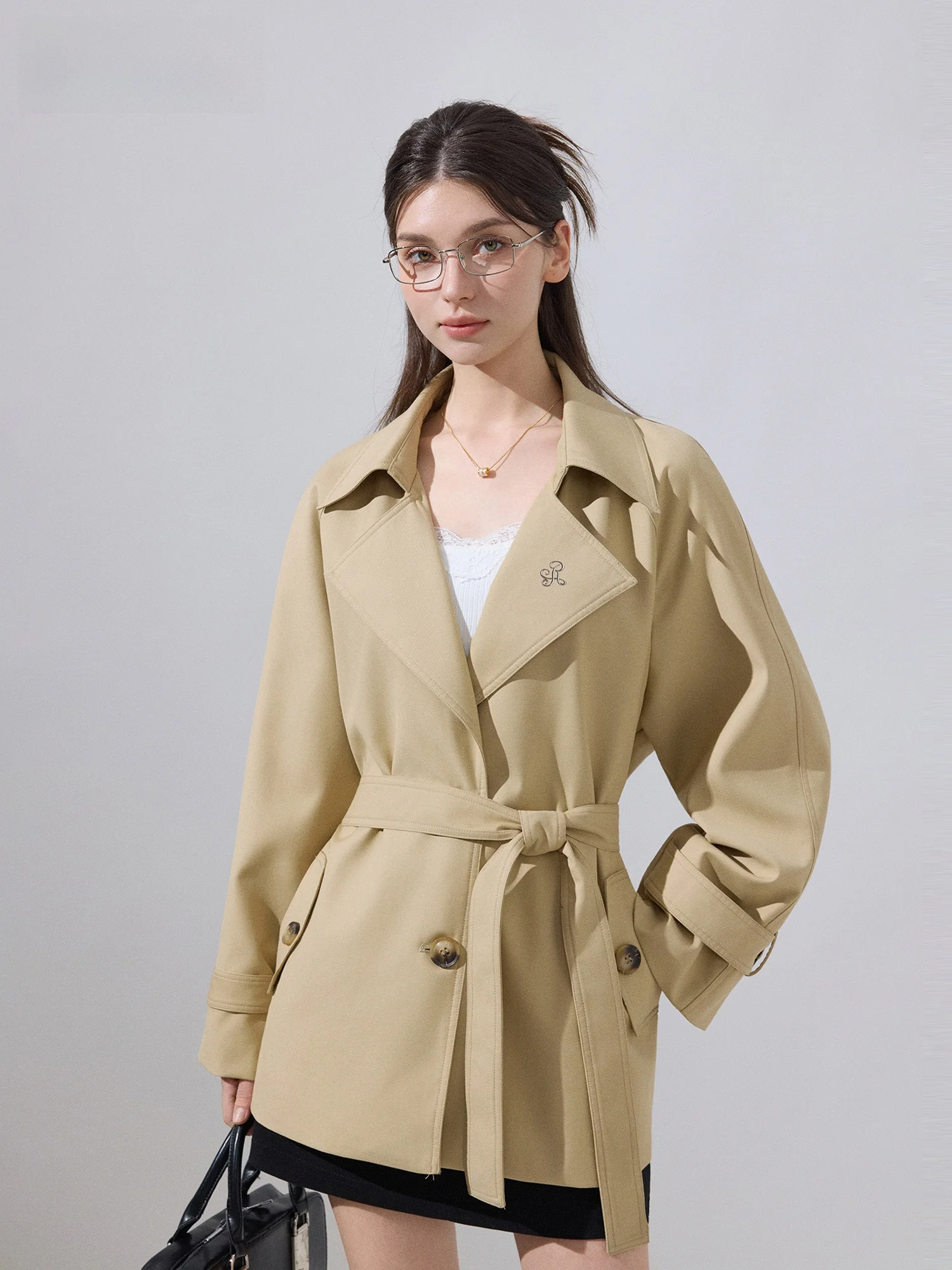 Ikyou Original Metal Embossed Khaki Color Women's Spring Autumn Fashion Casual Coat Waist Cinching High Waist Belted Top
Ikyou Original Metal Embossed Khaki Color Women's Spring Autumn Fashion Casual Coat Waist Cinching High Waist Belted Top
