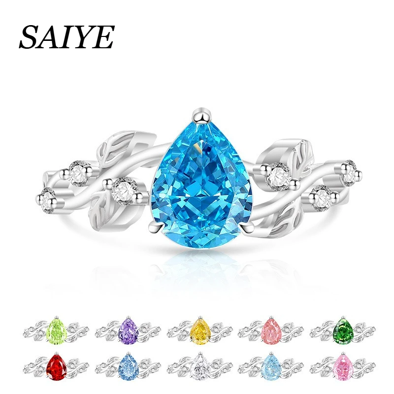 925 Sterling Silver Pear Teardrop Blue Cubic Zirconia Ring Women Twisted Leaf Vine Band Wedding Promise Fine Jewelry Gift
925 Sterling Silver Pear Teardrop Blue Cubic Zirconia Ring Women Twisted Leaf Vine Band Wedding Promise Fine Jewelry Gift