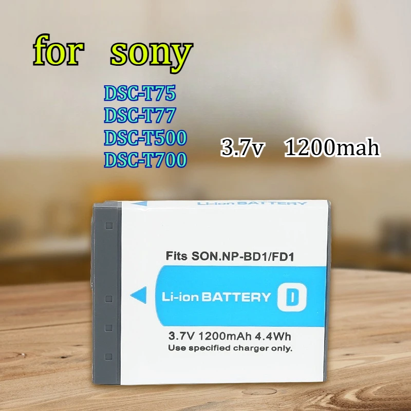 1200mAh 3.7V NP-BD1 Camera Battery Suitable for Sony DSC-T75 DSC-T77 DSC-T500 DSC-T700 Long-range Digital Battery
1200mAh 3.7V NP-BD1 Camera Battery Suitable for Sony DSC-T75 DSC-T77 DSC-T500 DSC-T700 Long-range Digital Battery
