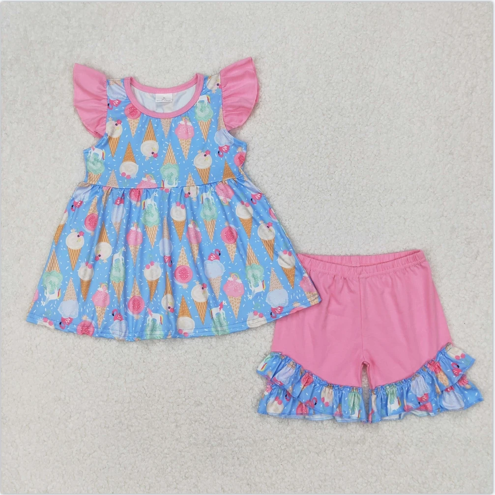 wholesale children's clothing short sleeved Baby Girls Pink Flutter Sleeves Ice Cream Tunic Ruffle Short Set
wholesale children's clothing short sleeved Baby Girls Pink Flutter Sleeves Ice Cream Tunic Ruffle Short Set