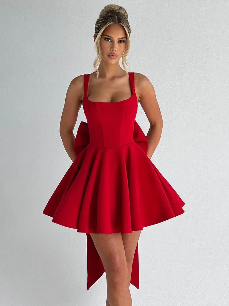 Mozision Backless Bow Sexy Mini Dress Women Fashion Elegant Spaghetti Strap Sleeveless High Waist A-line Club Party Dress New
Mozision Backless Bow Sexy Mini Dress Women Fashion Elegant Spaghetti Strap Sleeveless High Waist A-line Club Party Dress New