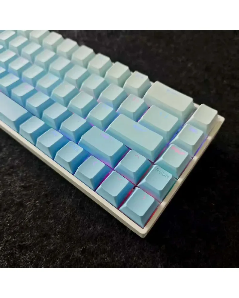 Serene Fog Blue Gradient Inscribed PBT Keycaps OEM Height 133 Keys Full Set Bespoke Mechanical Keyboard
