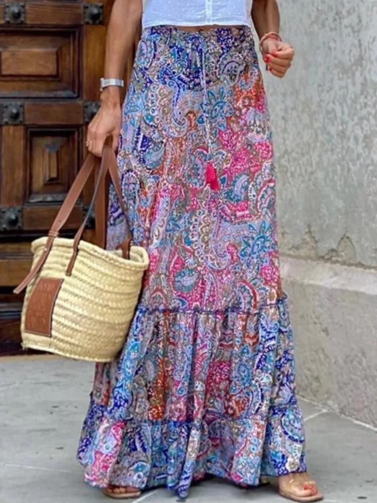 Skirt Women 2023 New Color Printed Ruffle Leace-up Loose Long Ladies A Line Skirts Fashions Casual Beach Party Bohemian MsChuh
Skirt Women 2023 New Color Printed Ruffle Leace-up Loose Long Ladies A Line Skirts Fashions Casual Beach Party Bohemian MsChuh