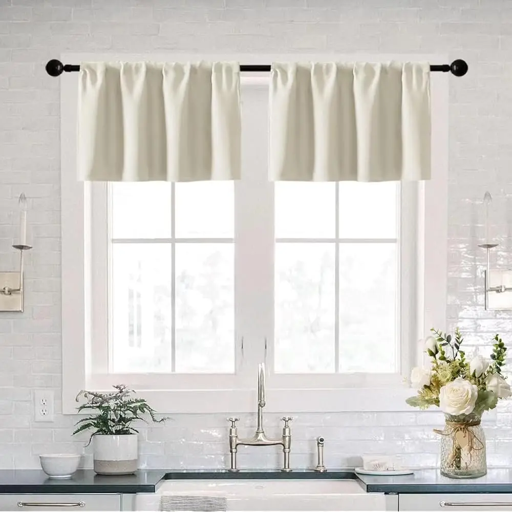 Cream Beige Ains Valance For Kitchen Window,Set 2 Panels Waterproof Room Darkening Valances For Living Room Bathroom,14 H
Cream Beige Ains Valance For Kitchen Window,Set 2 Panels Waterproof Room Darkening Valances For Living Room Bathroom,14 H