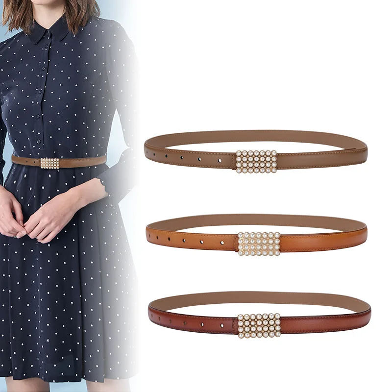 Wholesale 19 Colors Cowhide Slim Belt Women Simple Design Pearl Buckle Waist Belt Genuine Leather Jean Belt Female Cinturones
Wholesale 19 Colors Cowhide Slim Belt Women Simple Design Pearl Buckle Waist Belt Genuine Leather Jean Belt Female Cinturones