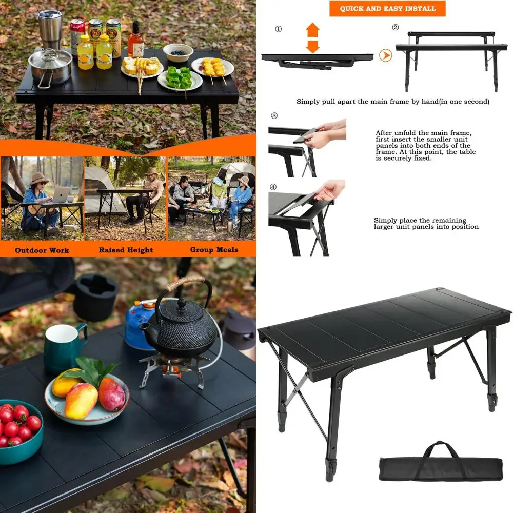 Портативный прочный модульный стол для приготовления пищи на открытом воздухе, регулируемая высота, алюминий, выдерживает нагрузку до 180 кг, с сумкой для переноски для кемпинга
Портативный прочный модульный стол для приготовления пищи на открытом воздухе, регулируемая высота, алюминий, выдерживает нагрузку до 180 кг, с сумкой для переноски для кемпинга