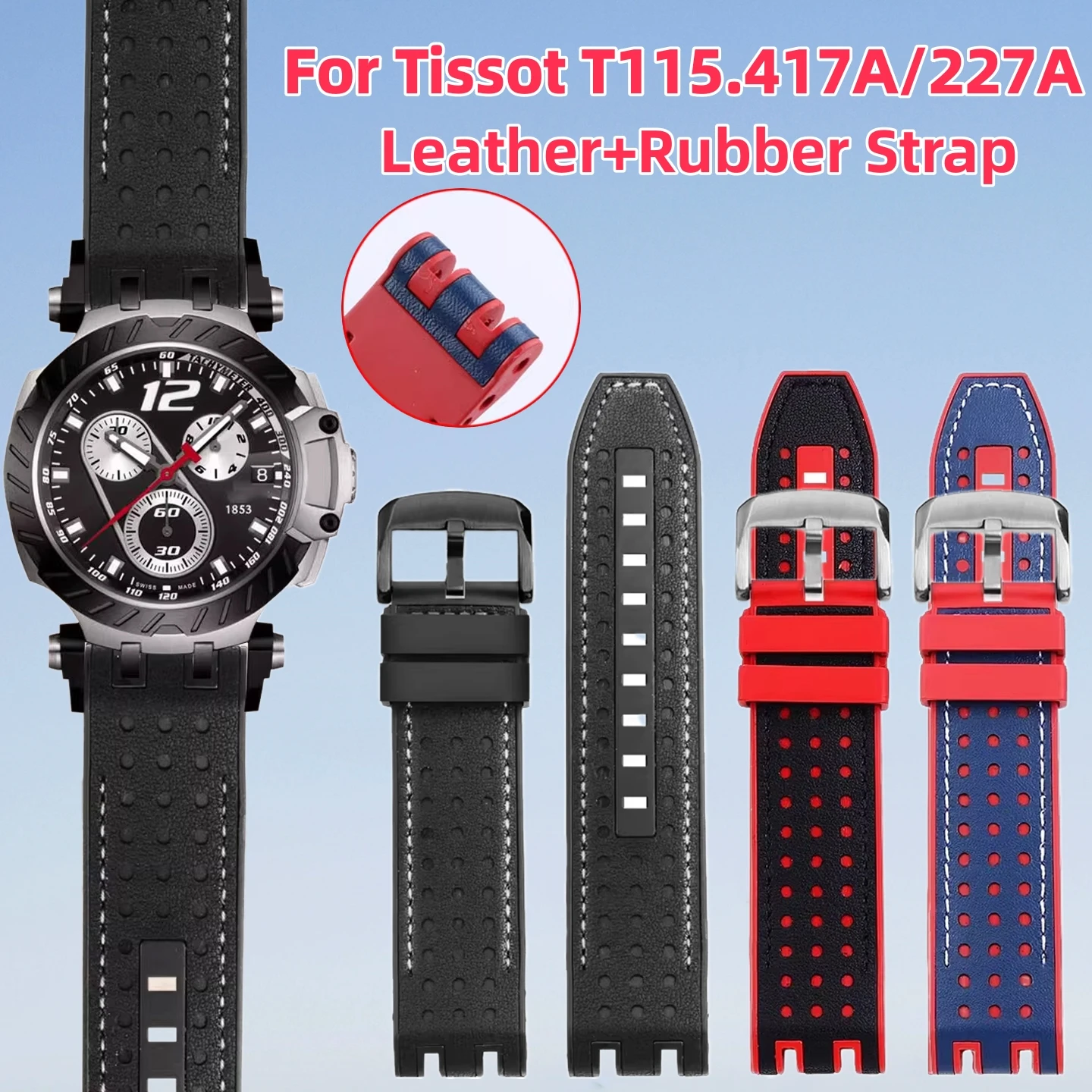 For Tissot 1853 watch Moto GP racing series T115.417A T115.427A special interface leather rubber watch strap men watchband Parts
For Tissot 1853 watch Moto GP racing series T115.417A T115.427A special interface leather rubber watch strap men watchband Parts