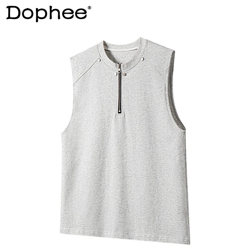 Boys 2025 Summer New High-end Sleeveless Solid Color T-shirts High Street Handsome Rivet Half Zipper Vests High-end Sports Vest
Boys 2025 Summer New High-end Sleeveless Solid Color T-shirts High Street Handsome Rivet Half Zipper Vests High-end Sports Vest