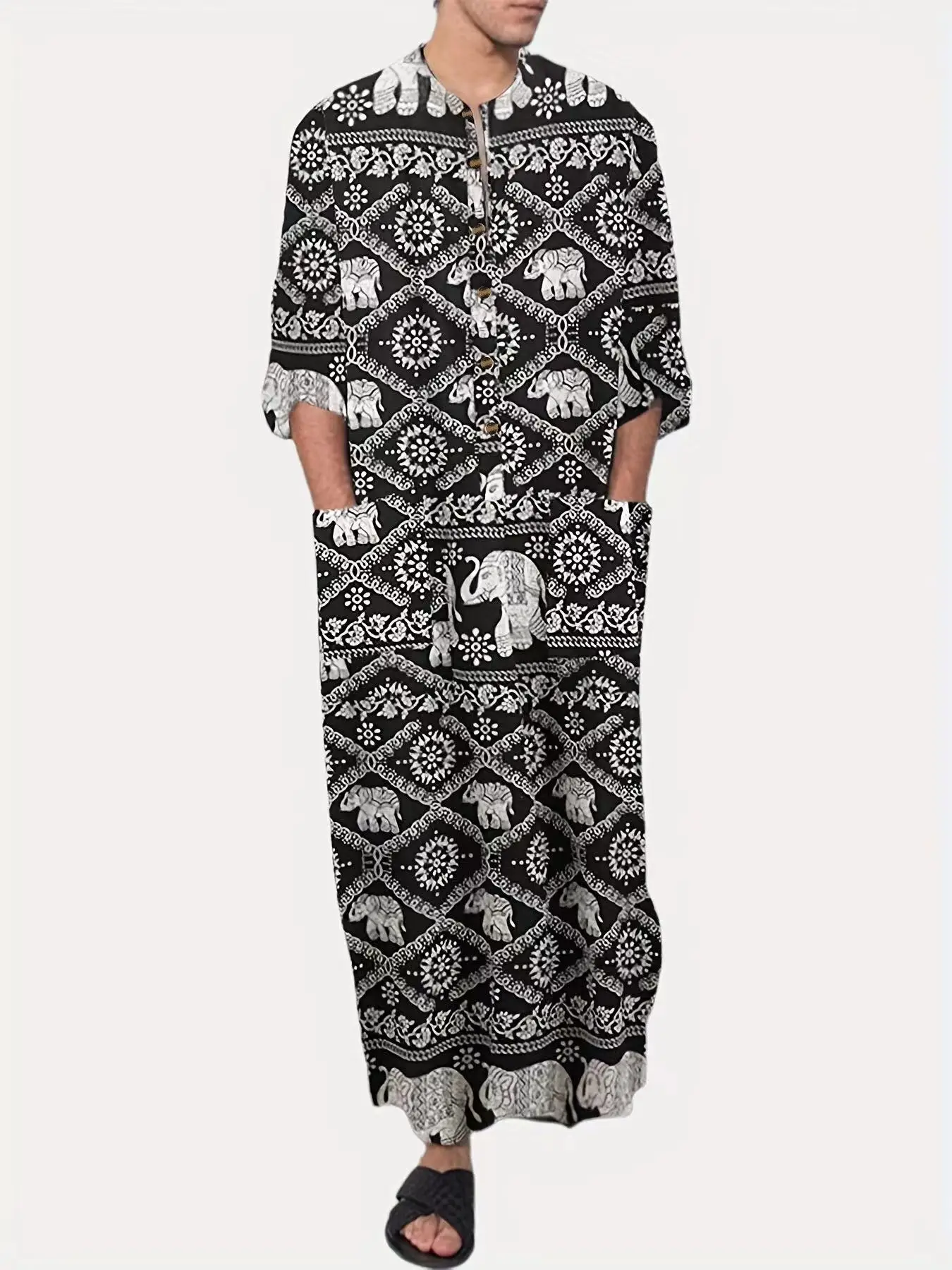 2026 мужские мусульманские халаты с этническим принтом и длинными рукавами, карманами, свободный повседневный халат Абая, исламский Аравия, кафтан, мужской Дубай, кафтан Абая
2026 мужские мусульманские халаты с этническим принтом и длинными рукавами, карманами, свободный повседневный халат Абая, исламский Аравия, кафтан, мужской Дубай, кафтан Абая