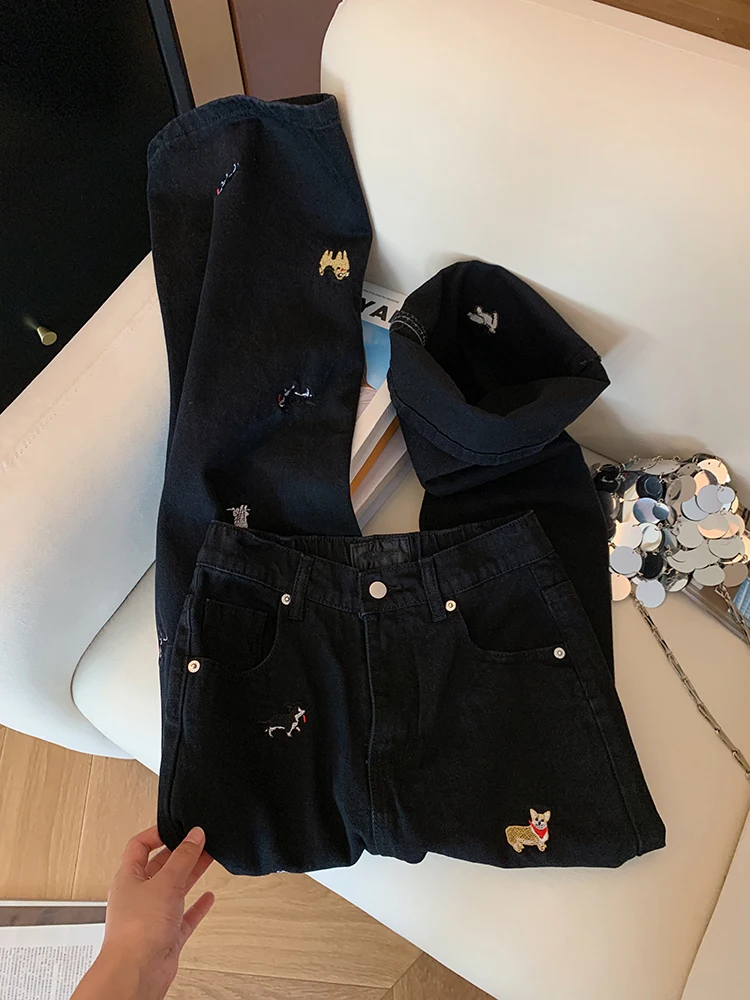 Large Size Embroidered Dog High Waist Wide Leg Jeans Loose Floor Length Slimming Women's Summer New Vintage Sle Denim Pants
Large Size Embroidered Dog High Waist Wide Leg Jeans Loose Floor Length Slimming Women's Summer New Vintage Sle Denim Pants