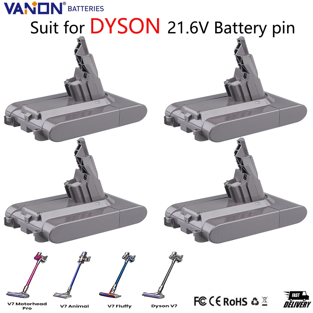 VANON 1/2/4Pcs V7 21.6V 6.4Ah Li-Ion Battery Replace for Dyson Absolute Cord-Free Vacuum Handheld Vacuum Cleaner Battery Pin
VANON 1/2/4Pcs V7 21.6V 6.4Ah Li-Ion Battery Replace for Dyson Absolute Cord-Free Vacuum Handheld Vacuum Cleaner Battery Pin