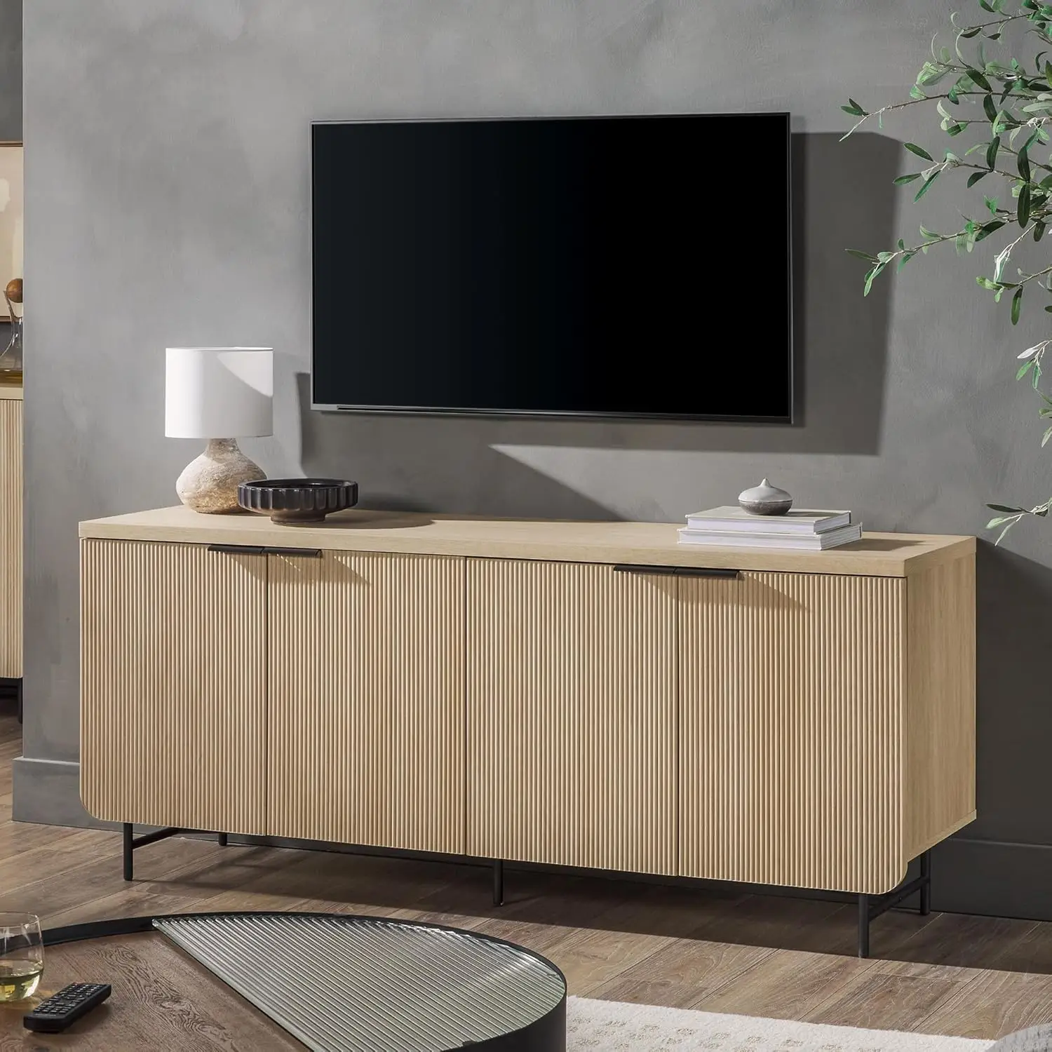 Modern Scandinavian Fluted Door Kitchen Storage Sideboard Buffet Cabinet Console, 69 Inch
Modern Scandinavian Fluted Door Kitchen Storage Sideboard Buffet Cabinet Console, 69 Inch