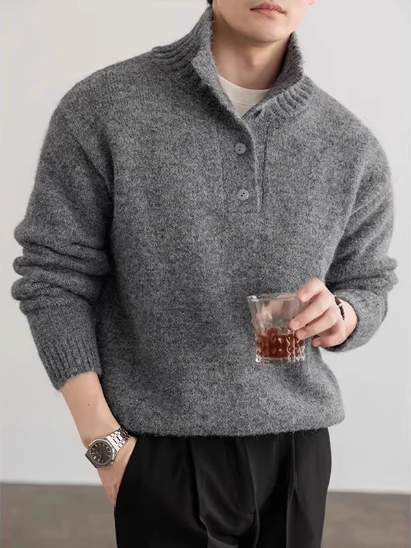 Retro High Collar Button up Knit Sweater Men's Loose Fit Comfortable Warm Casual Sle Winter Faion ential Crew Ne
Retro High Collar Button up Knit Sweater Men's Loose Fit Comfortable Warm Casual Sle Winter Faion ential Crew Ne