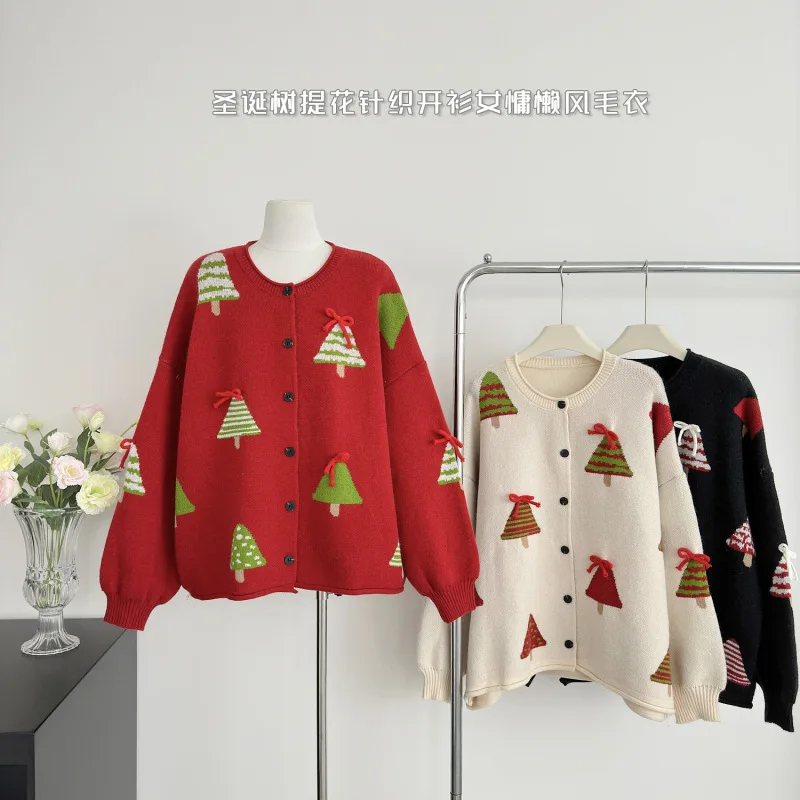 Рождественский женский свитер, корейская версия, свободный жаккардовый вязаный кардиган с круглым вырезом и рождественской елкой, осенне-зимний новый топ
Рождественский женский свитер, корейская версия, свободный жаккардовый вязаный кардиган с круглым вырезом и рождественской елкой, осенне-зимний новый топ