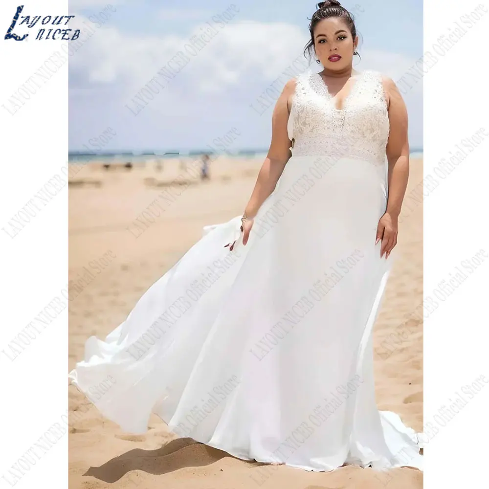 LAYOUT NICEB Lace Plus Size Wedding Dresses Sleeveless Backless Bride Gowns Spaghetti Straps Chiffon vestido de noiva casamento
LAYOUT NICEB Lace Plus Size Wedding Dresses Sleeveless Backless Bride Gowns Spaghetti Straps Chiffon vestido de noiva casamento